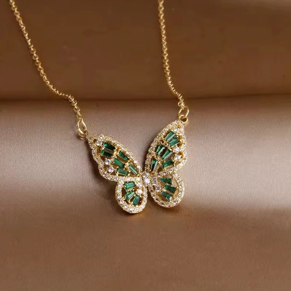 Butterfly Green 18K Gold Stainless Steel Waterproof Set - Picture 2 of 12